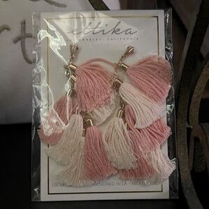 Ettika Pink and Cream dangle earrings, NEW IN PACKAGE